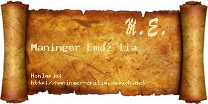 Maninger Emília névjegykártya